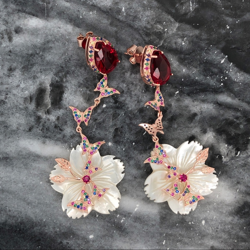 925 Sterling Silver Mother of Pearl Drop-Earrings